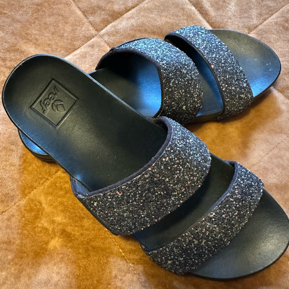 Reef Black Glitter Sandals